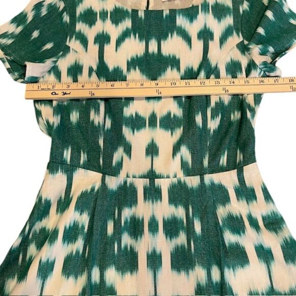 Vineyard Vines Fit and Flare Ikat Green and White Linen Look Cotton Dress Size 2 - Picture 9 of 12